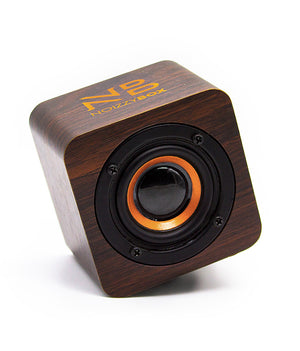 NB NOIZZYBOX Cube XS Brown Premium Wood Finish Portable Wireless Bluetooth Speaker