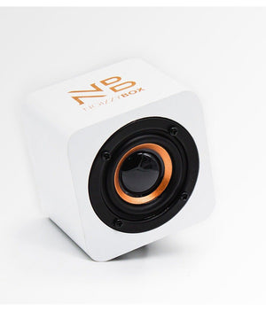 NB NOIZZYBOX Cube XS White Premium Wood Finish Portable Wireless Bluetooth Speaker